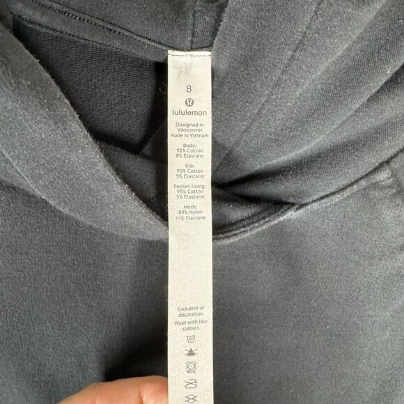 Lululemon Scuba Black Pullover Hoodie Stretch French Terry Sweatshirt 8 W3BRRS - Picture 4 of 6